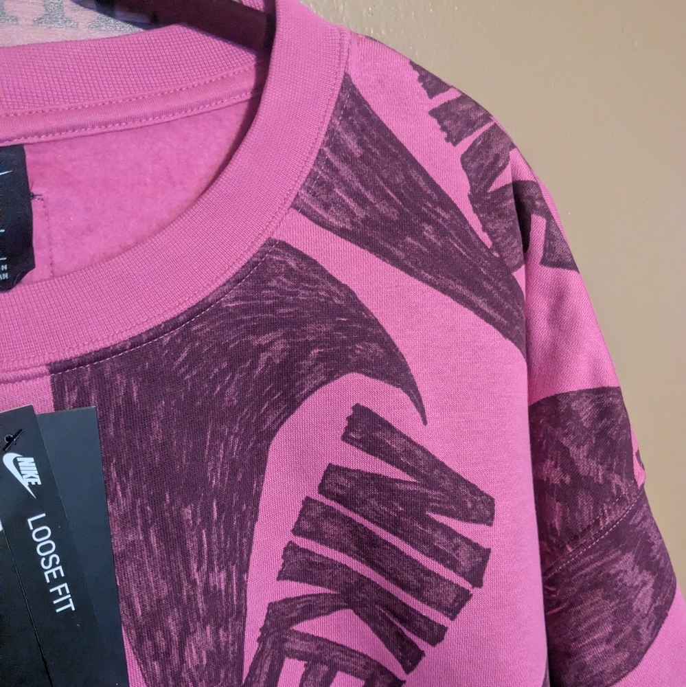 Nike Fushia Pink and Purple All Over Logo Sweatshirt Sportswear Women's 3x New - Picture 3 of 12
